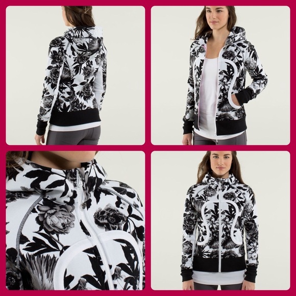 Lululemon Scuba Hoodie *Stretch Brisk Bloom Black White | Womens Size 2 PRELOVED - Picture 13 of 16